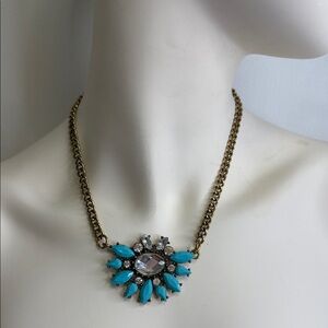 Turquoise and Gold Statement Necklace